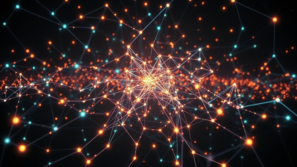 A vast digital neural network representing the collective intelligence of community-sourced AI tool discovery.