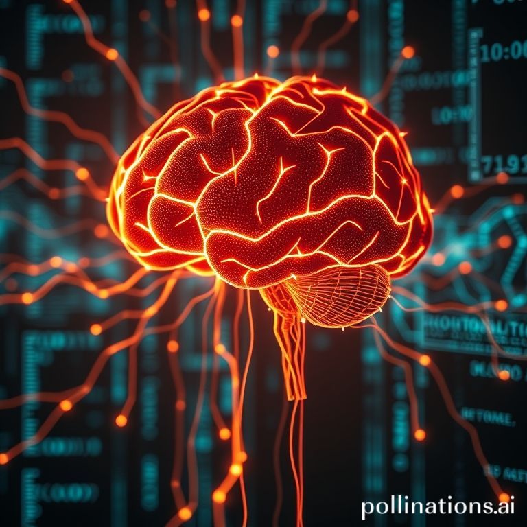 Abstract visualization of AI translating human thought into code.