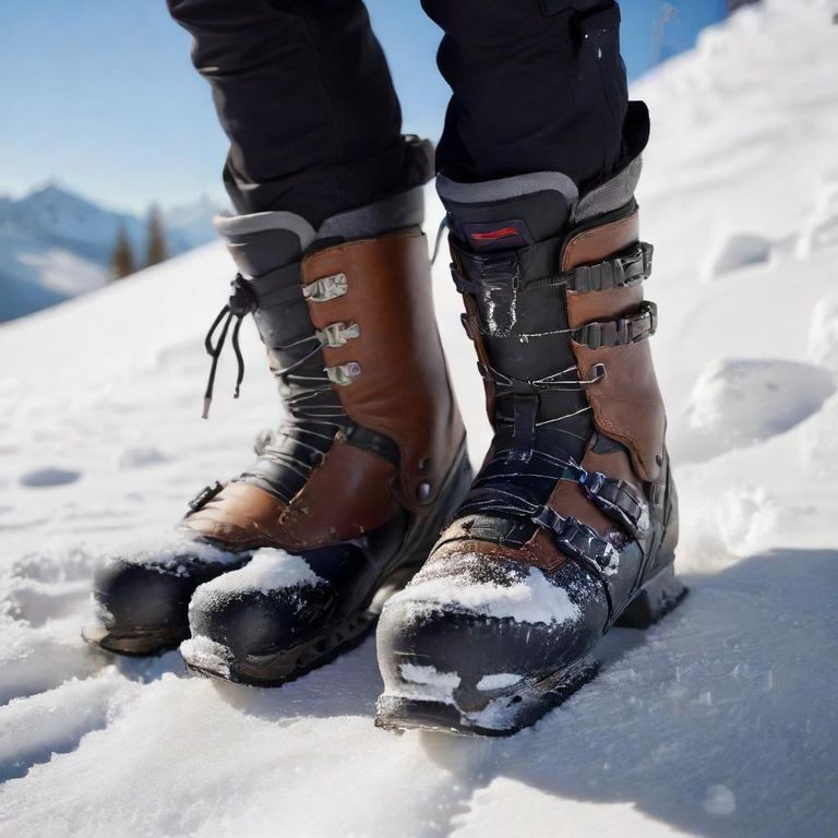 Ski image generated from prompt: close up of ski boots in snow