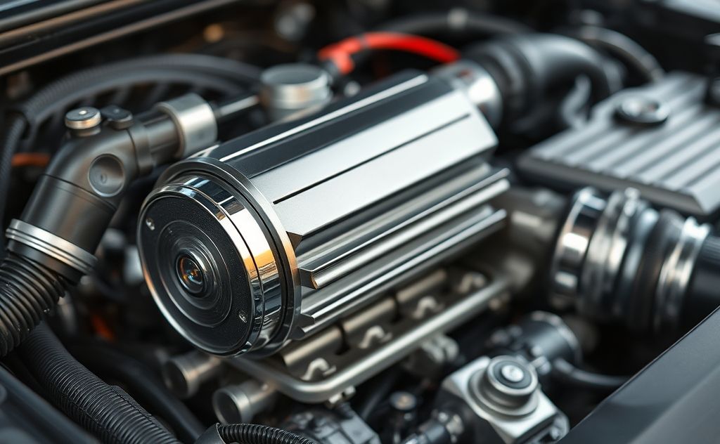 A close-up of a high-quality engine heater installed in a vehicle.