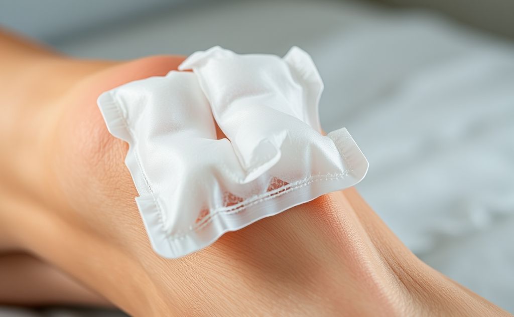 A close-up of ice packs resting on an arthritic joint.