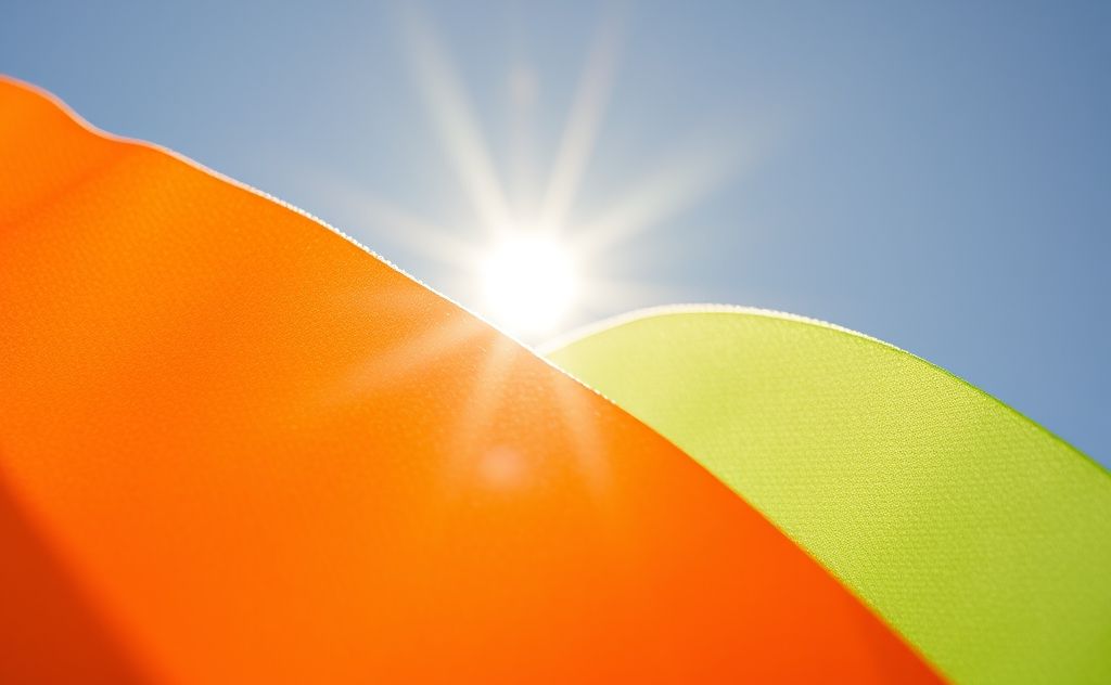 A close-up of various colored materials under sunlight showing heat absorption.
