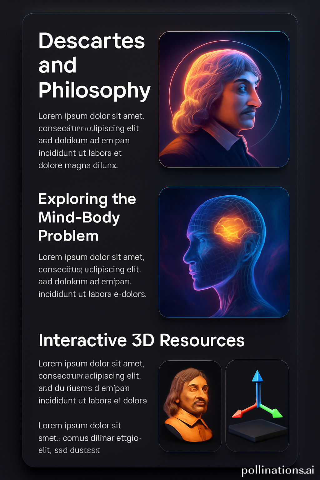 composición de una entrada de blog que mezcla texto, imágenes IA y recursos interactivos Descartes