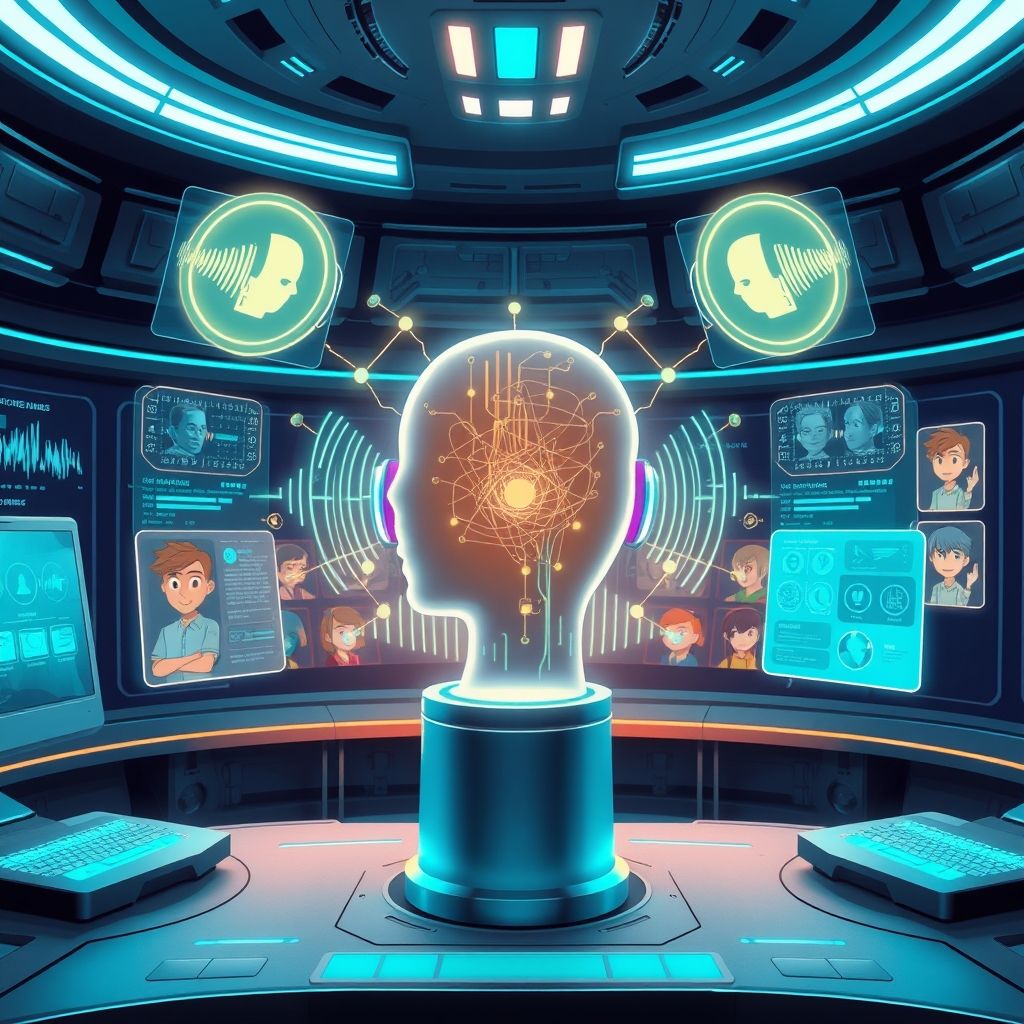 Illustration about AI voice clone for animation