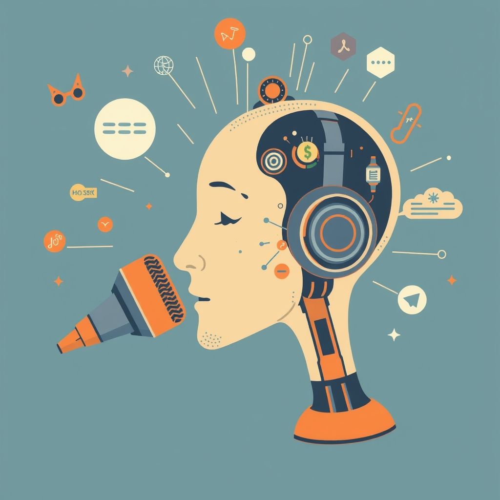 Illustration about AI voice creation for AR
