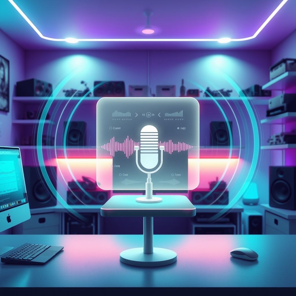 Illustration about AI voice generator for podcasts