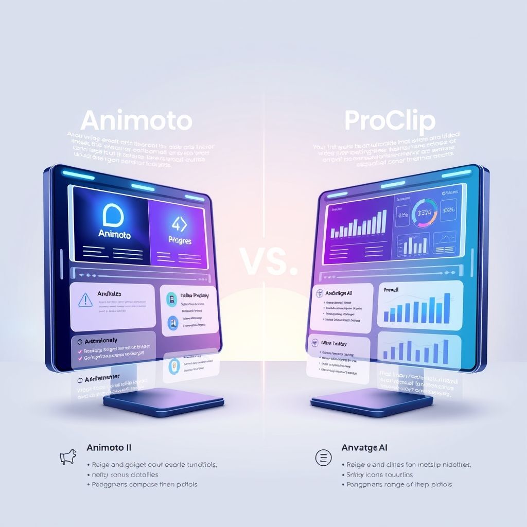 Illustration about Animoto vs ProClip AI