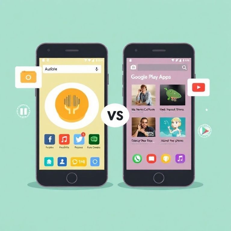 Illustration about audible app vs google play app