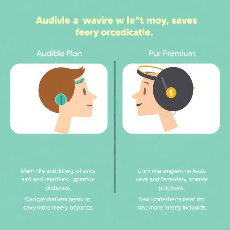 Illustration about audible plus vs premium plus which plan saves more money yearly