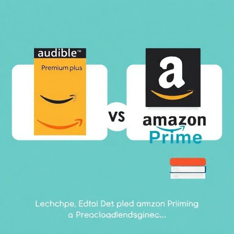 Illustration about audible premium plus vs amazon prime which includes free audiobooks