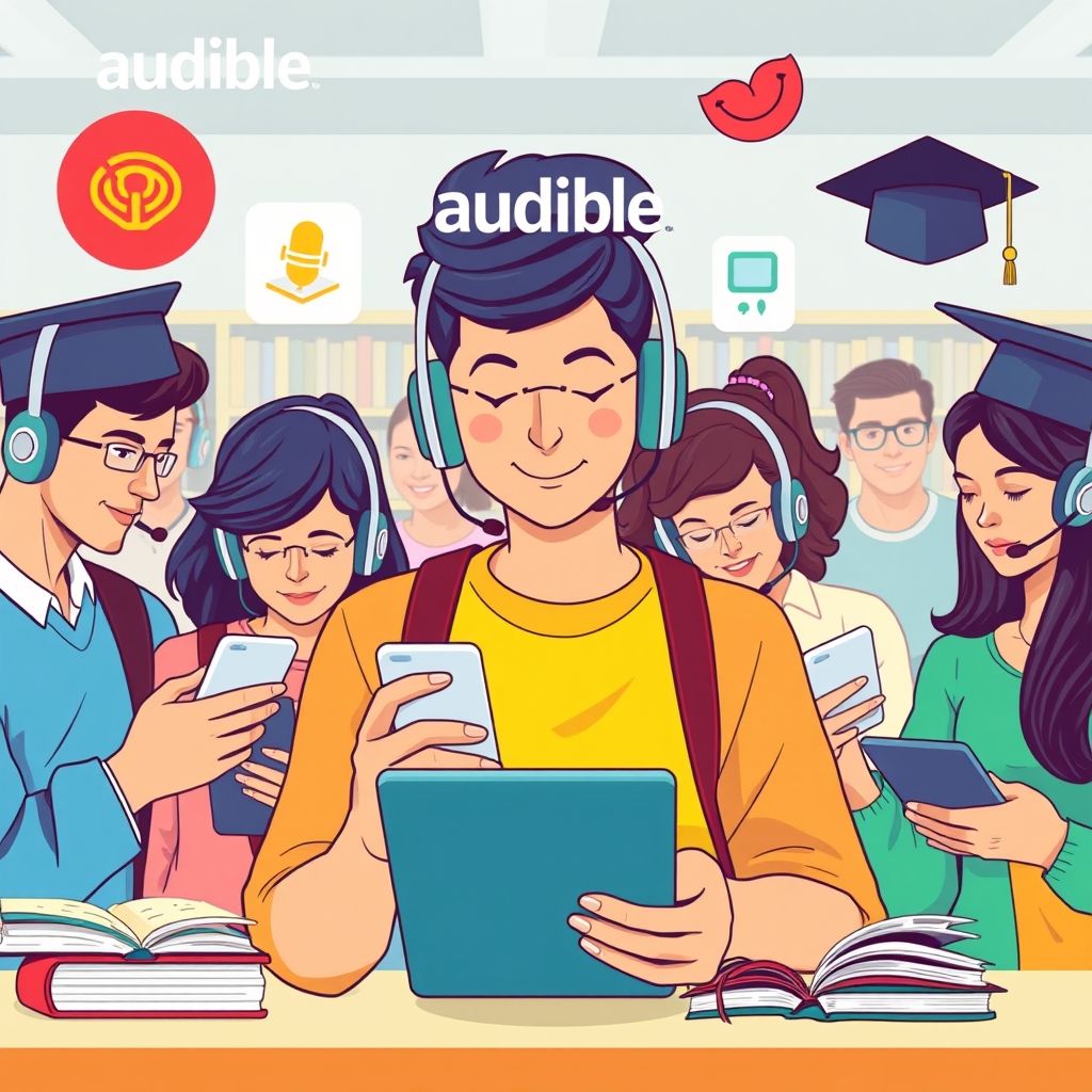 Illustration about audible student discount program