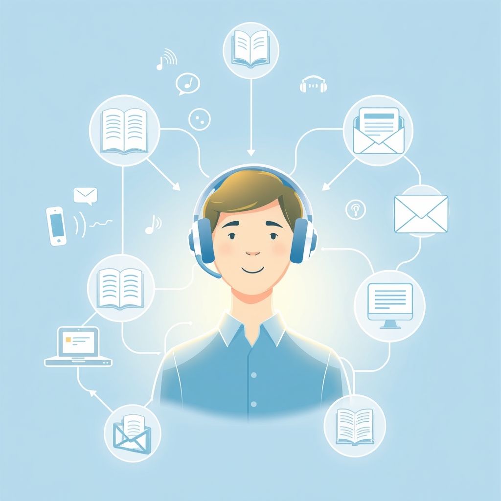 Illustration about audible subscription and customer support assistance channels