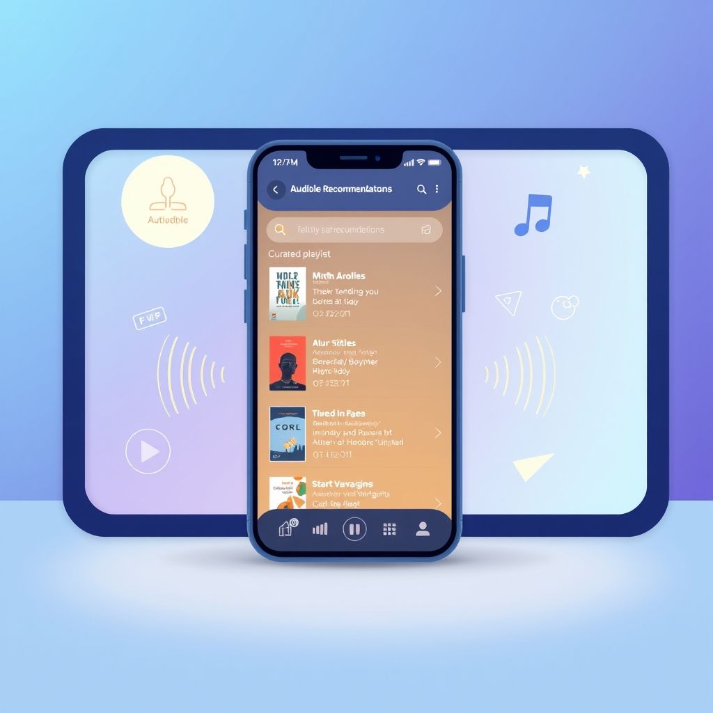 Illustration about audible subscription and personalized recommendations