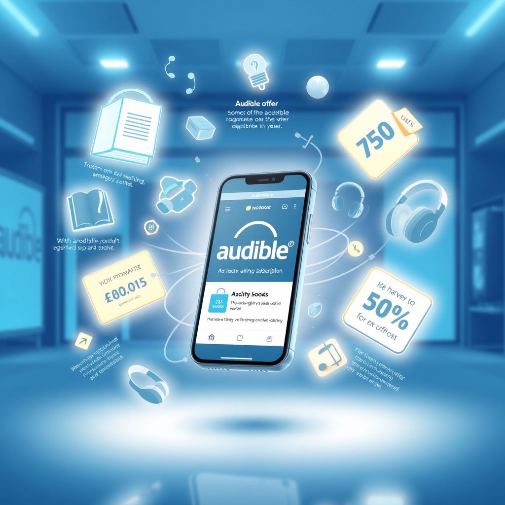 Illustration about audible subscription and promotional offers maximizing benefits