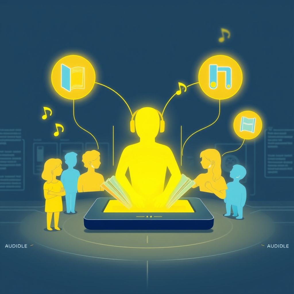 Illustration about audible subscription and sharing with non audible members