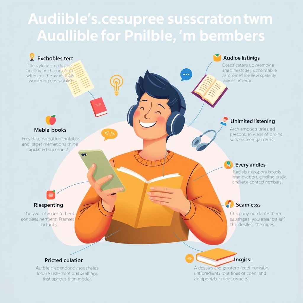 Illustration about Audible subscription benefits for Prime members