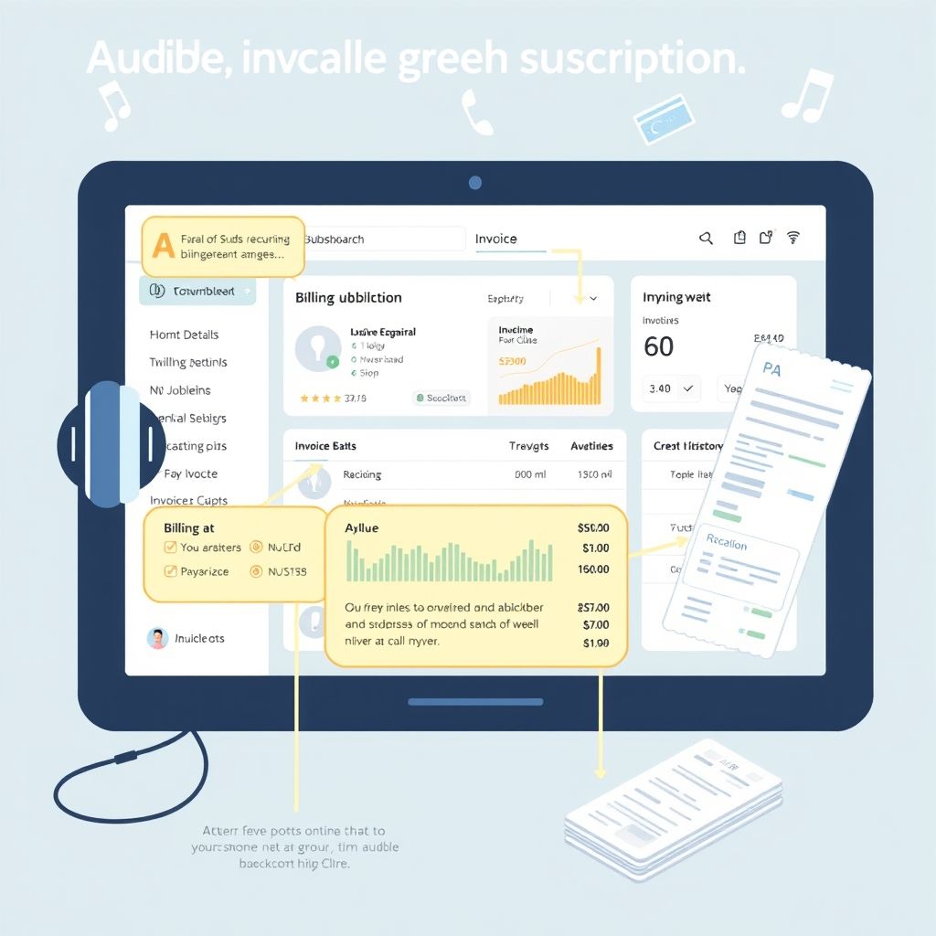 Illustration about audible subscription billing and invoice explanations