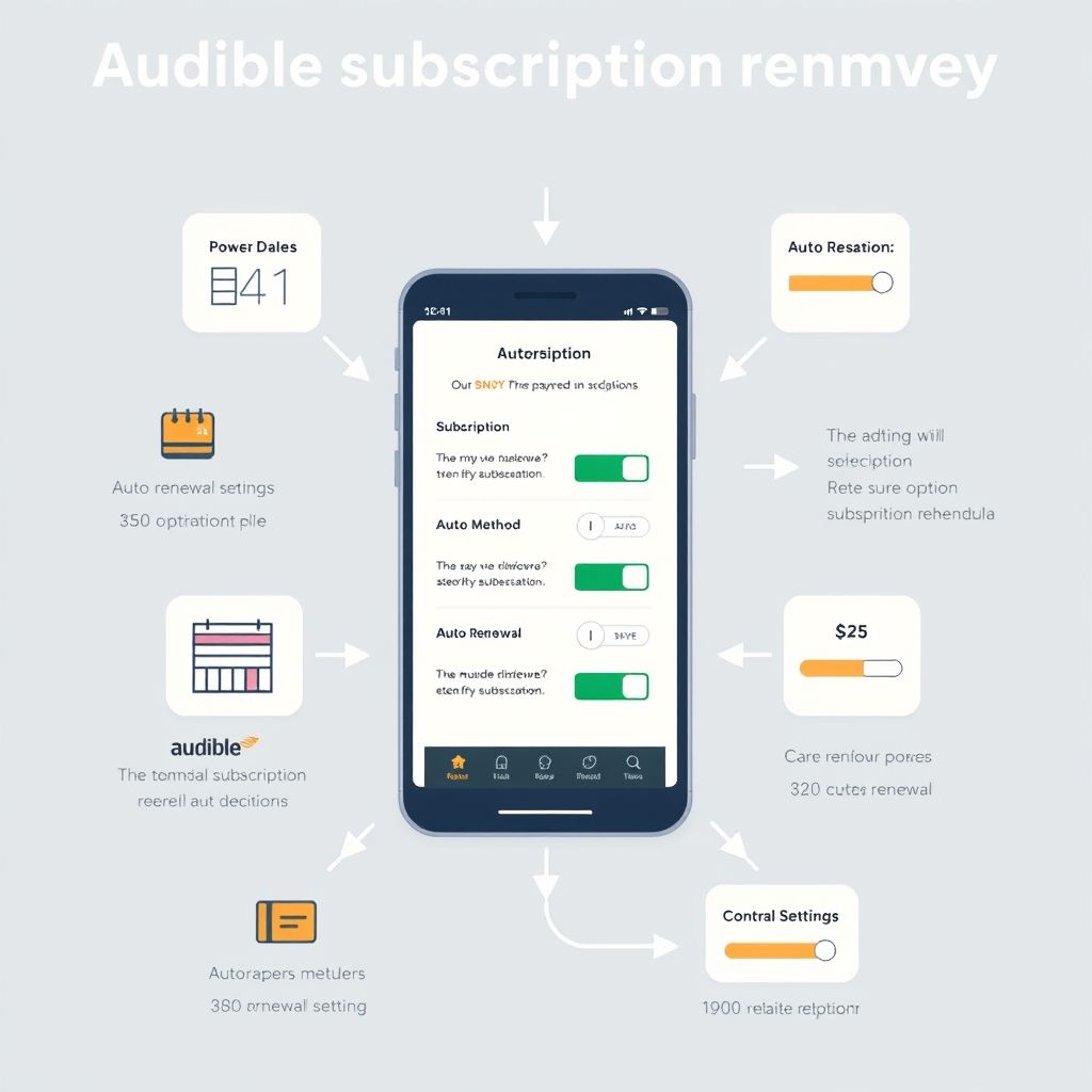 Illustration about audible subscription renewal process and options