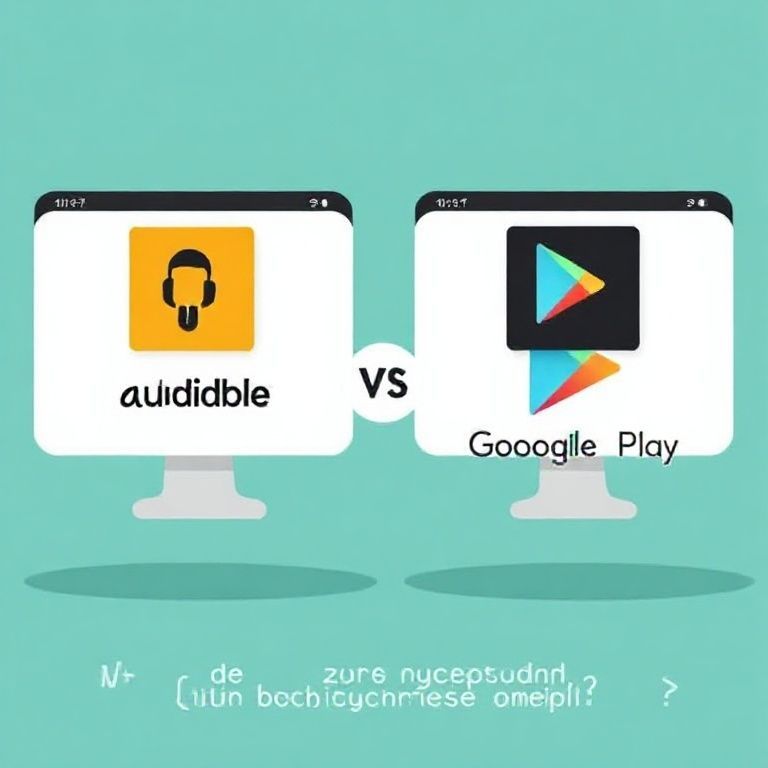 Illustration about audible vs google play audiobooks which platform is more beginner friendly