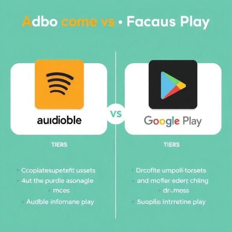 Illustration about audible vs google play which has more affordable pricing tiers