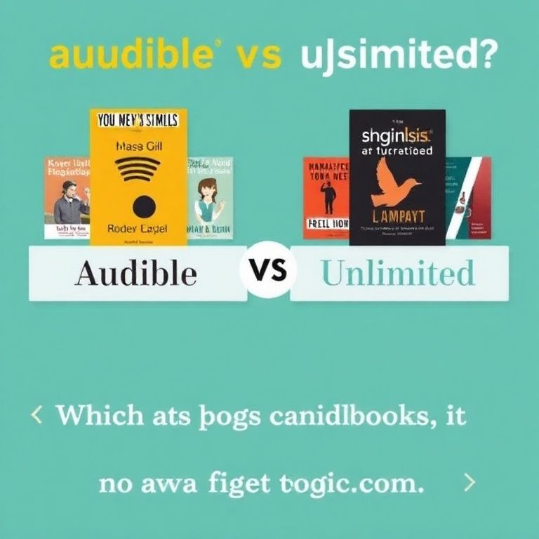 Illustration about audible vs kindle unlimited which has more fiction audiobooks
