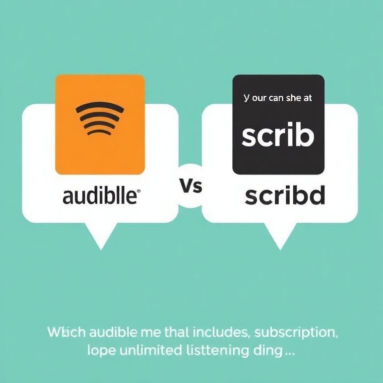 Illustration about audible vs scribd which subscription includes unlimited listening