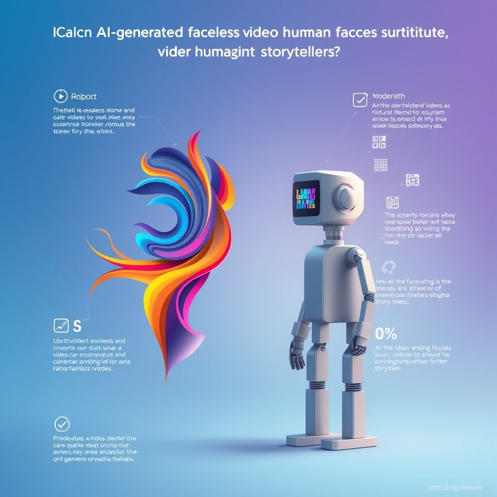 Illustration about Can AI-generated faceless videos replace human storytellers