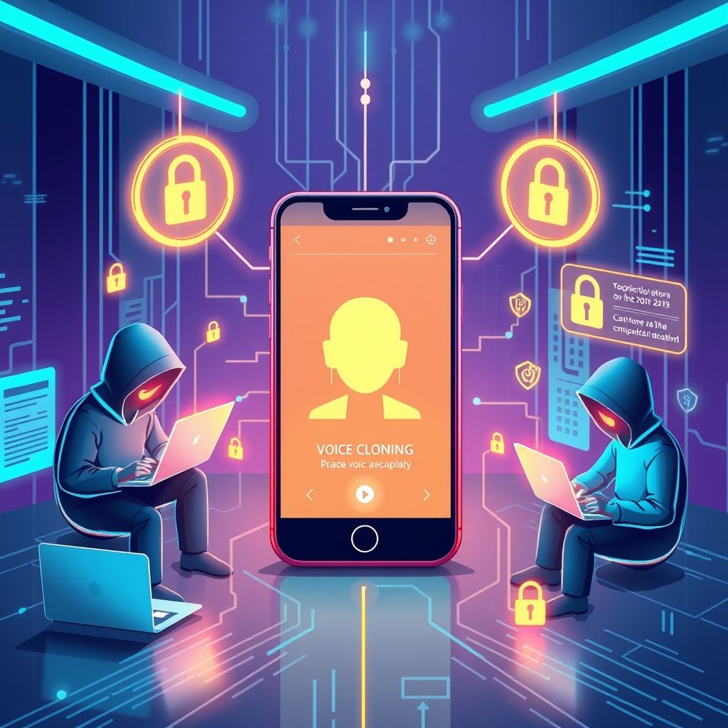 Illustration about Can voice clone app be hacked
