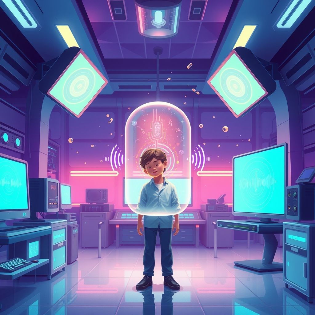 Illustration about voice cloning technology