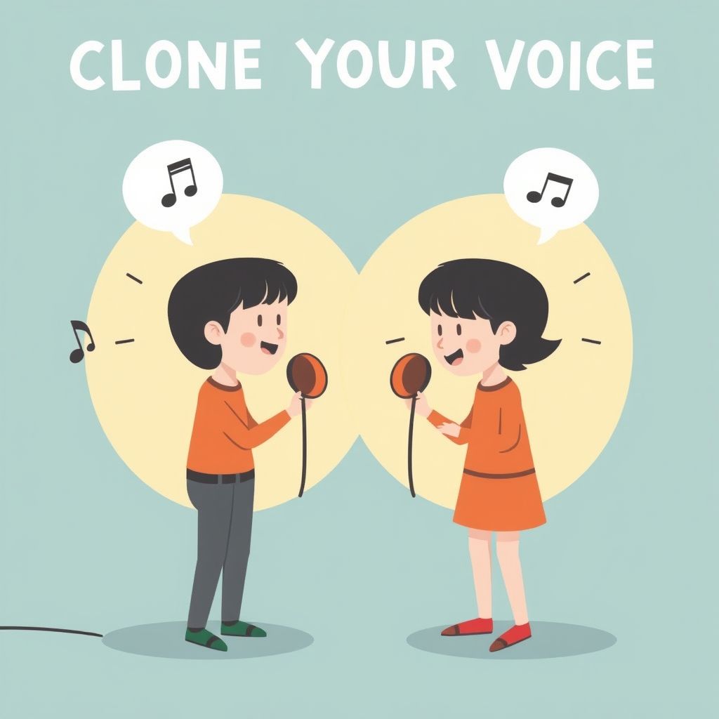 Illustration about clone your voice and sing any song