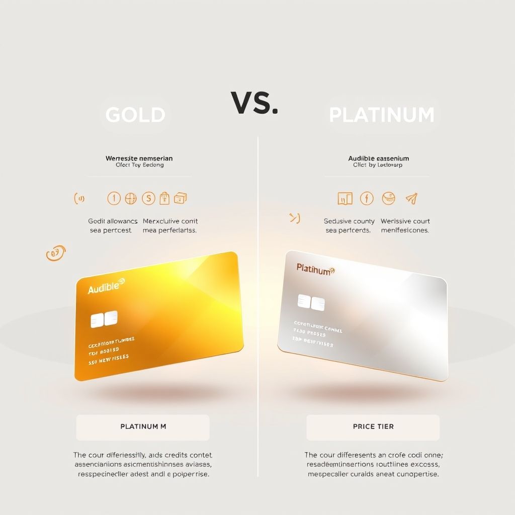 Illustration about comparing audible membership options gold vs platinum