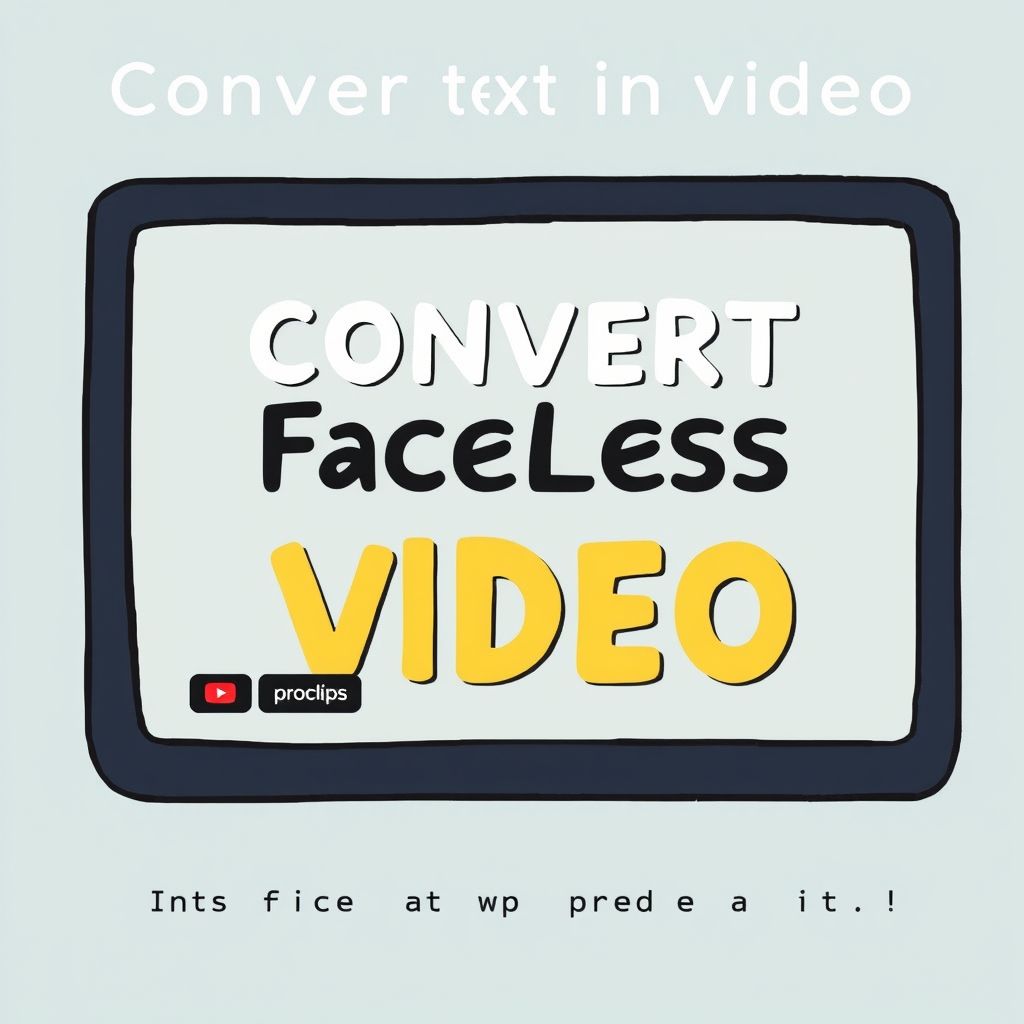 Illustration about convert text to faceless video with proclip ai