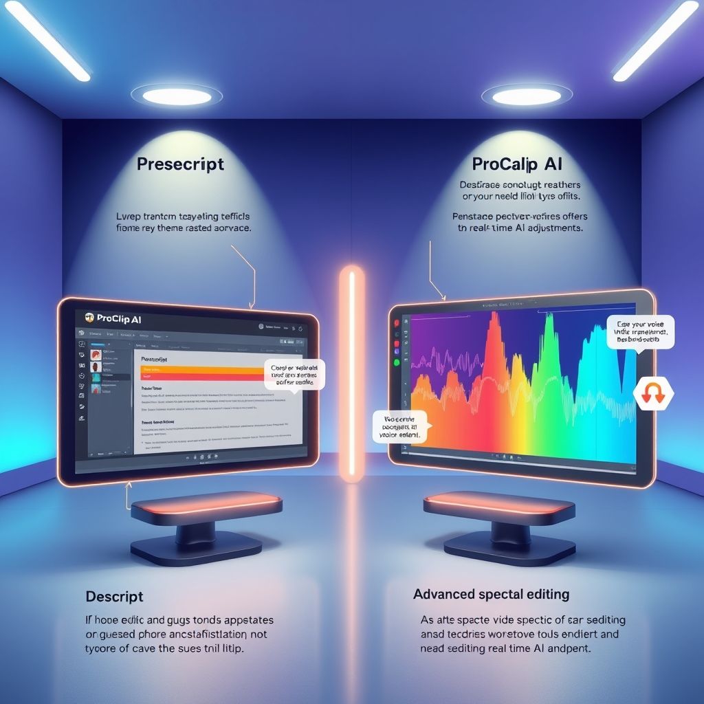 Illustration about descript vs proclip ai for voice editing