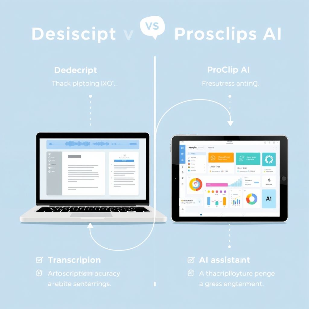 Illustration about Descript vs ProClip AI