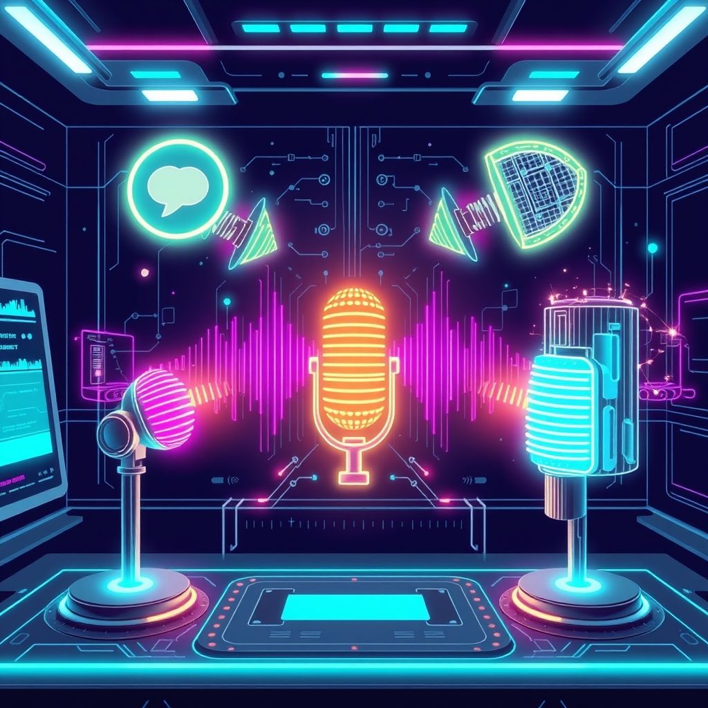 Illustration about fast voice cloning using AI