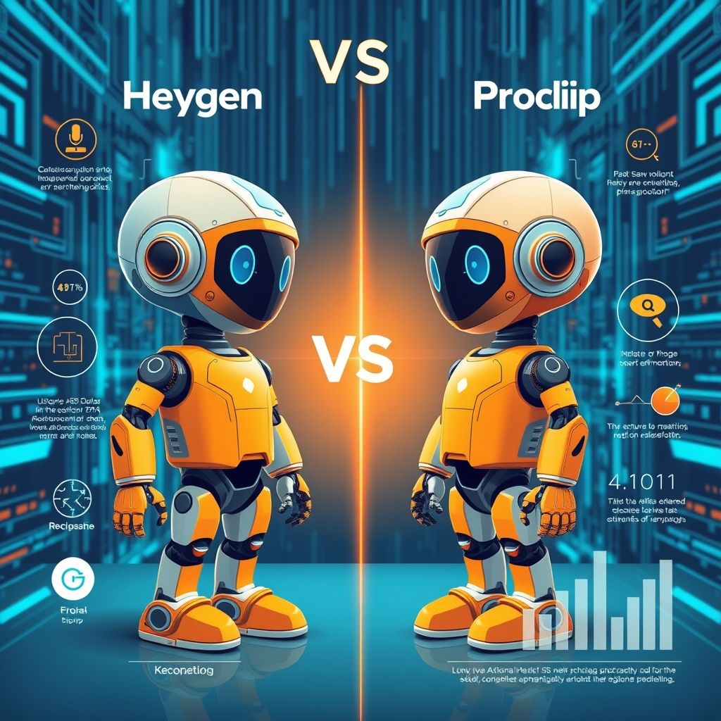 Illustration about heygen vs proclip ai