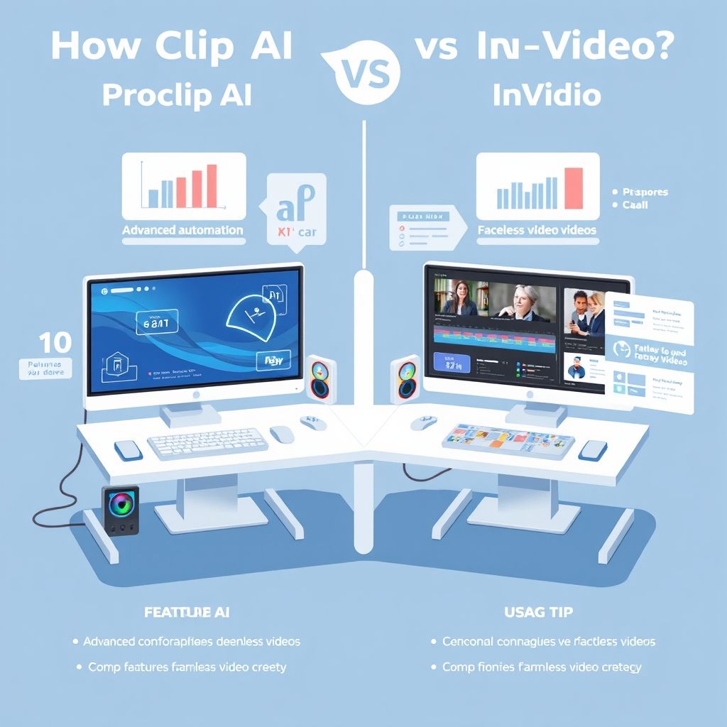 Illustration about How does ProClip Ai compare to InVideo for faceless videos