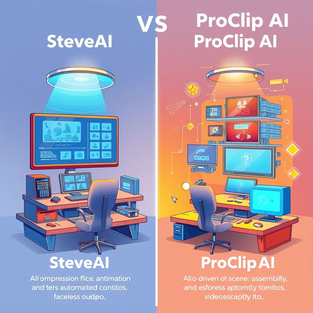 Illustration about How does Steve.AI differ from ProClip Ai in faceless video creation