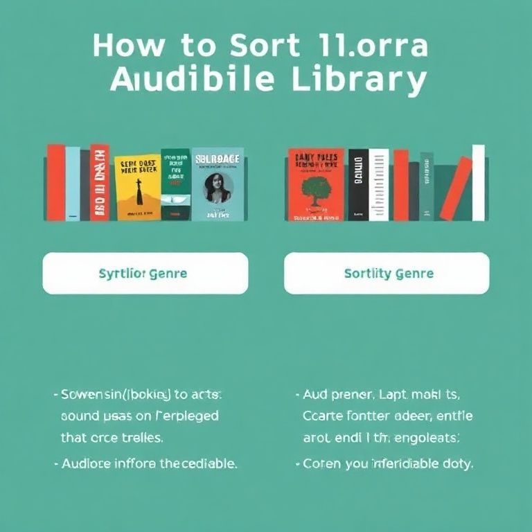 Illustration about how to sort audible library by genre or author name