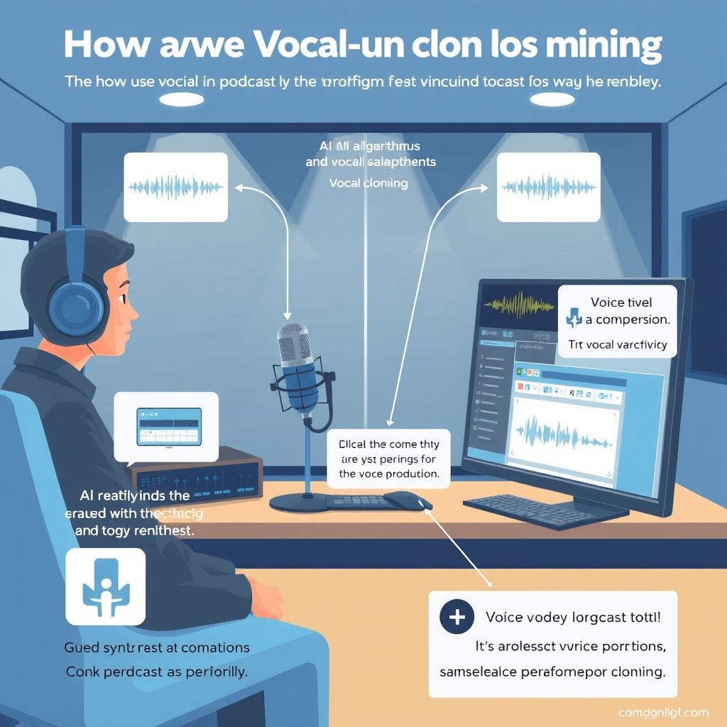 Illustration about How to use vocal clone in podcast