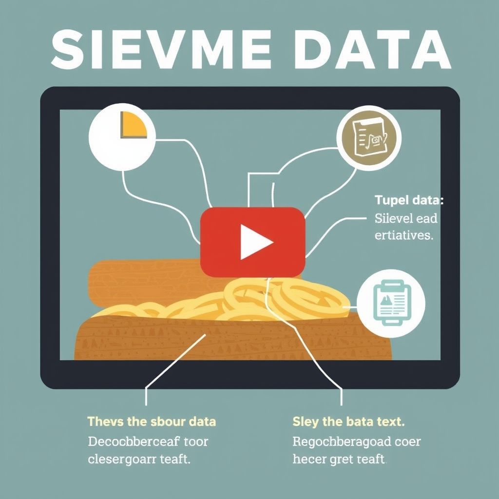 Illustration about sieve data text to video