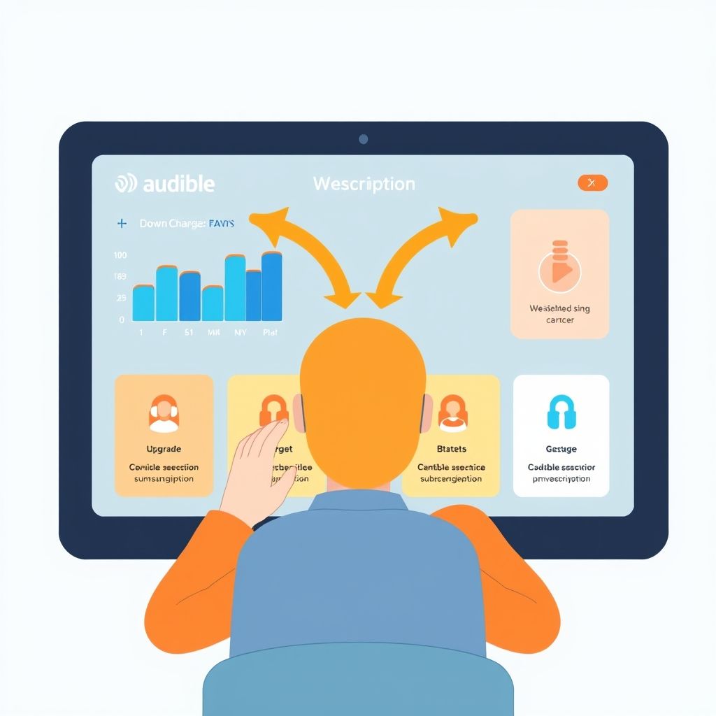 Illustration about upgrading or downgrading audible subscription plans