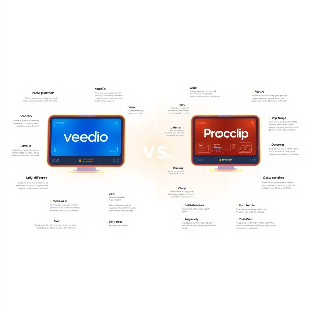 Illustration about Veed.io vs ProClip AI