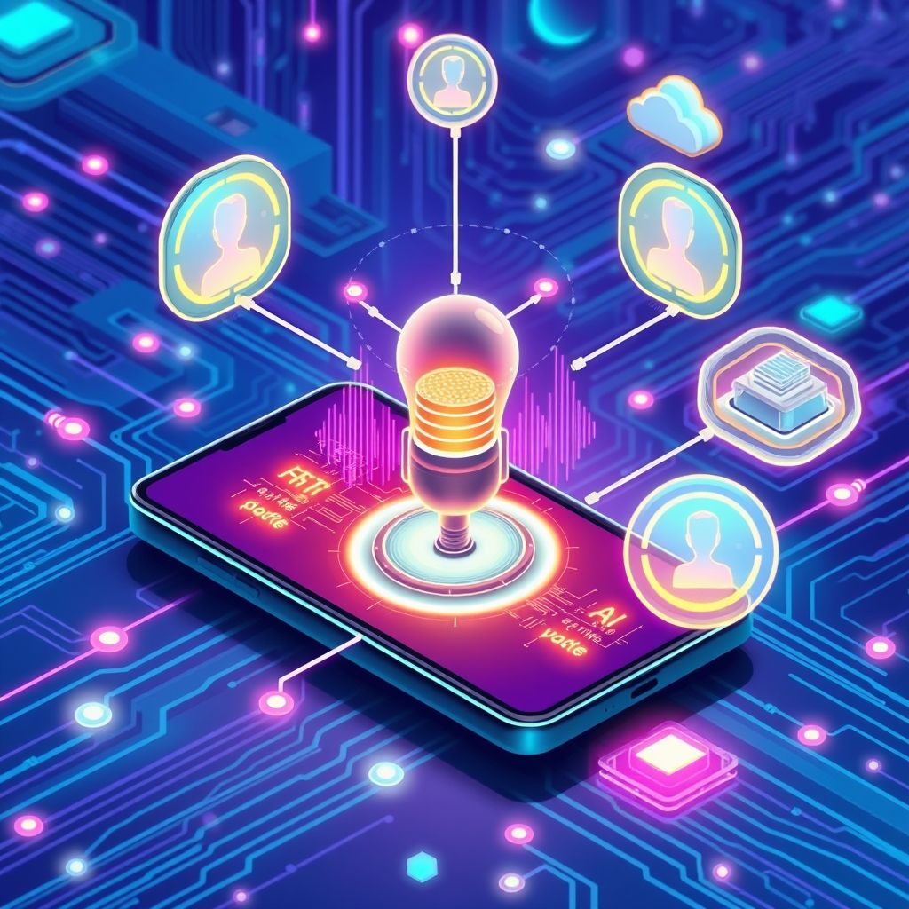 Illustration about voice clone solution for mobile apps