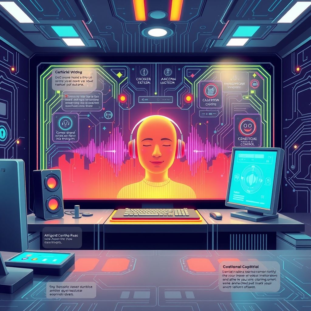 Illustration about voice cloning with emotion control