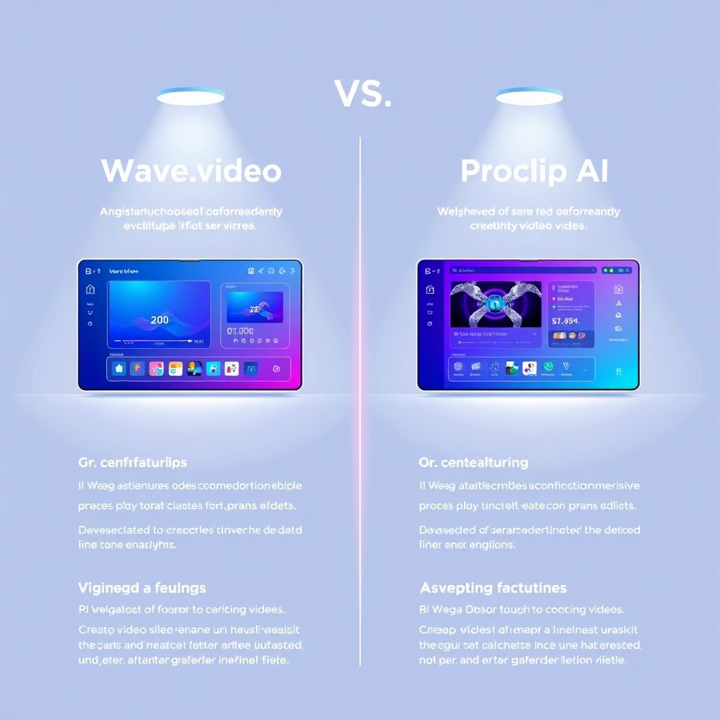 Illustration about wave.video features vs proclip ai