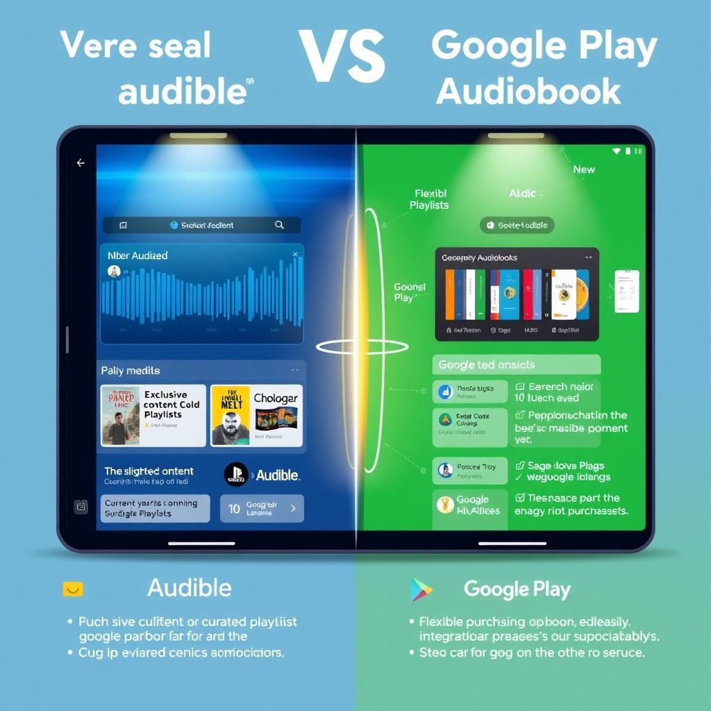 Illustration about what are the differences between audible and google play audiobooks