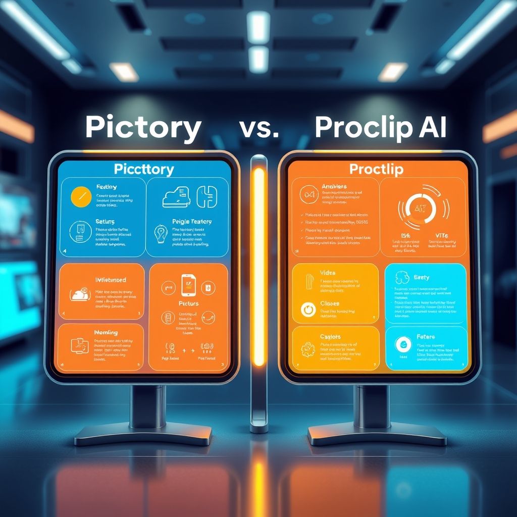 Illustration about which is better pictory or proclip ai