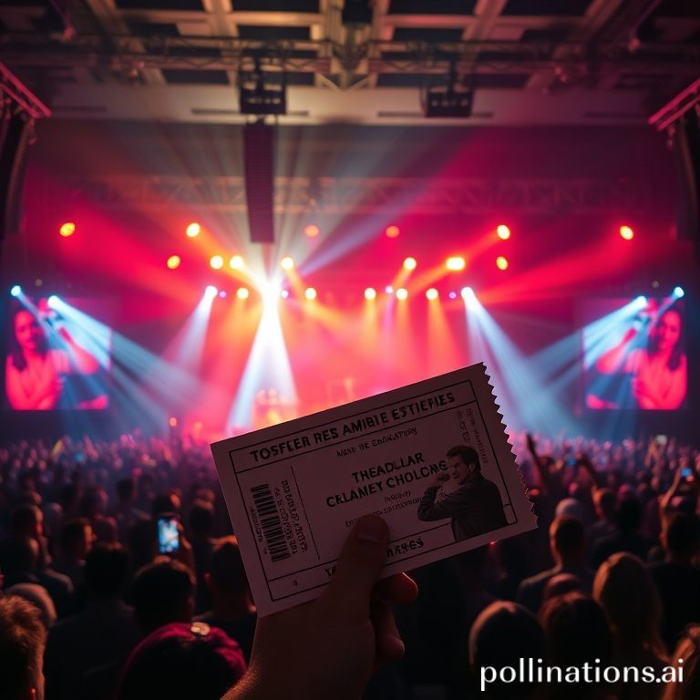 Tiket konser dengan lampu panggung