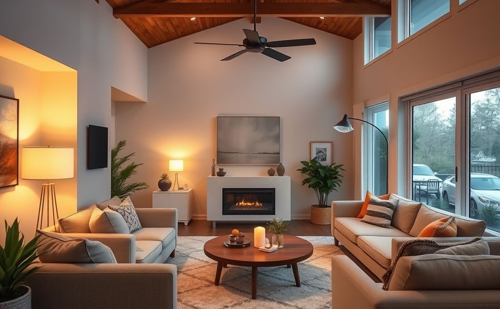 A cozy home with a modern heating and cooling system in Columbus.